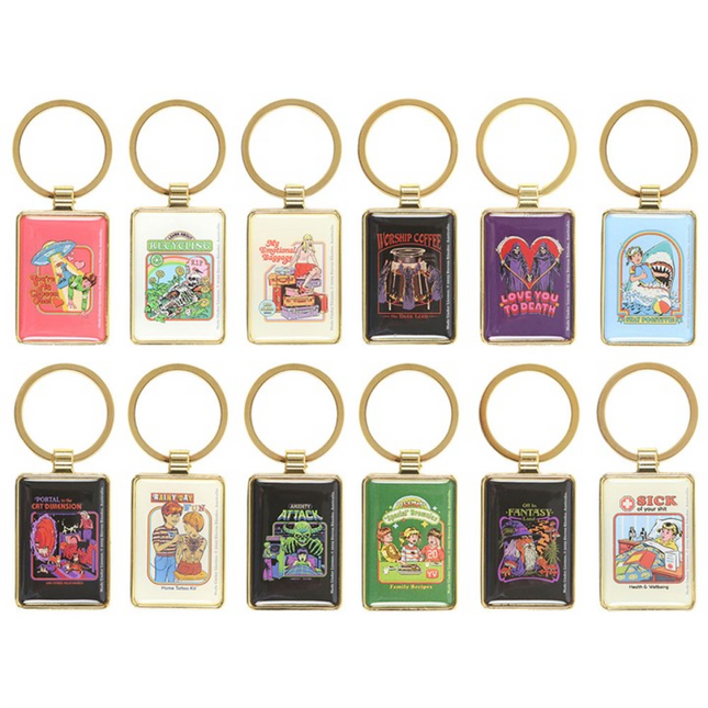 Set of 12 Enamel Keyrings by Steven Rhodes