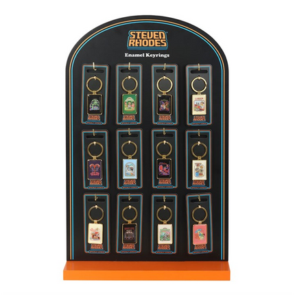 Set of 48 Enamel Keyrings by Steven Rhodes on Display