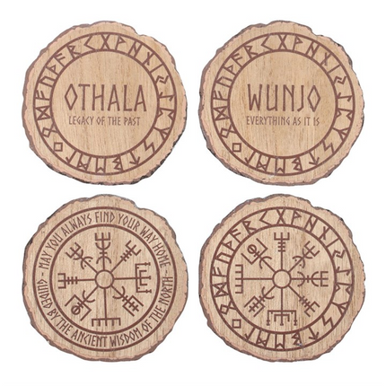 Set of 4 Norse Mythology Wood Slice Coasters