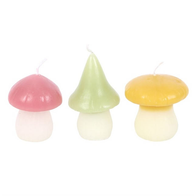 Set of 3 Pastel Mushroom Candles