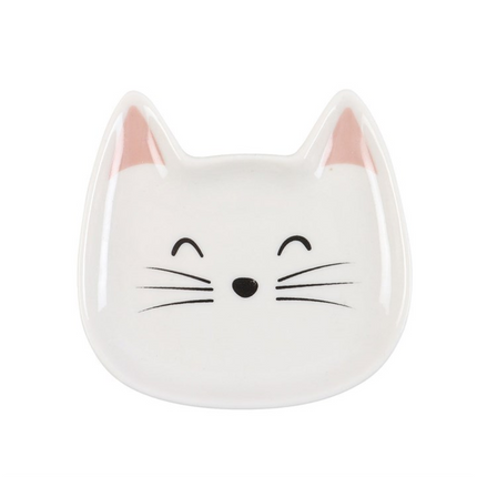 White Cat Face Trinket Dish