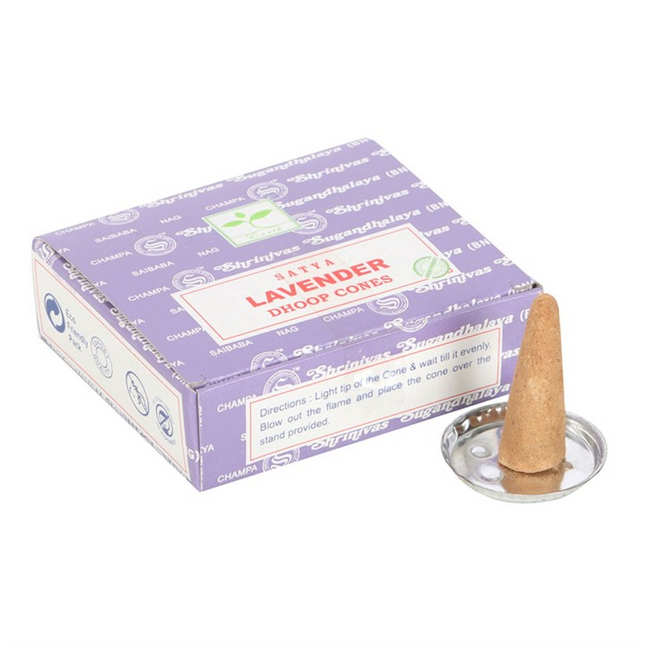 Set of 12 Lavender Dhoop Incense Cones by Satya (6/30)