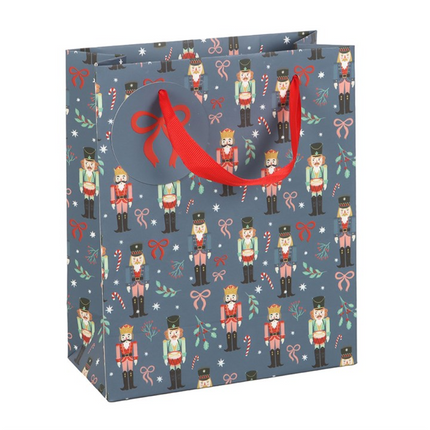 23cm Blue Nutcracker Print Gift Bag