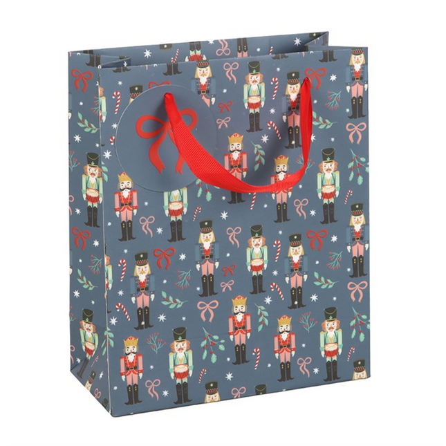 23cm Blue Nutcracker Print Gift Bag