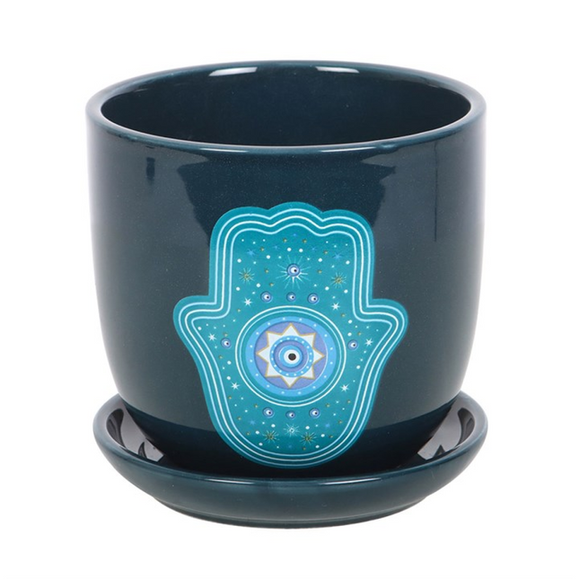 Hand of Hamsa Ceramic Plant Pot