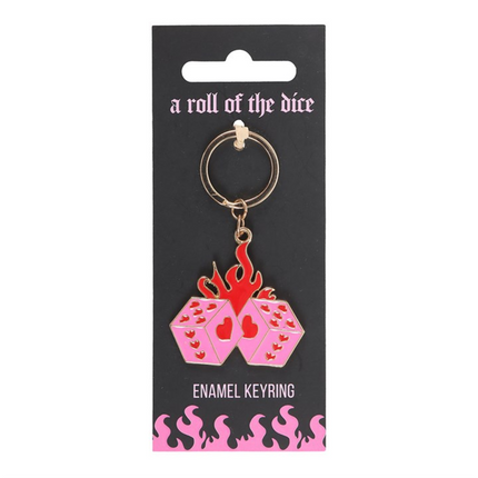 Flaming Dice Keyring
