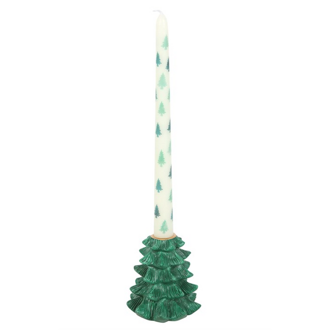 Green Fir Tree Candle Holder with Taper Candle