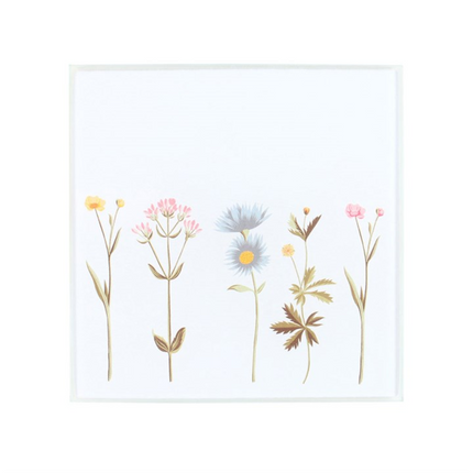 Floral Glass Coaster Set
