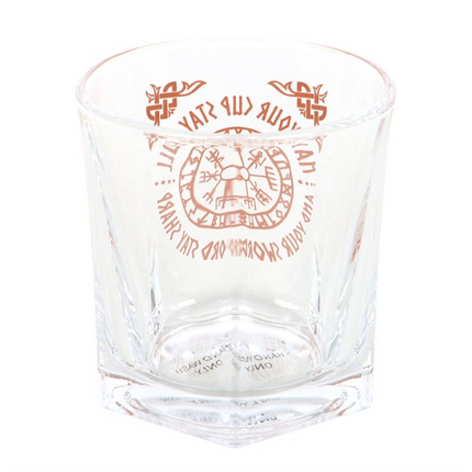 Viking Compass Lowball Drinking Glass with Coaster