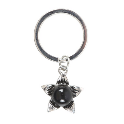 Deadly Nightshade Keyring with Black Obsidian