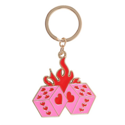 Flaming Dice Keyring