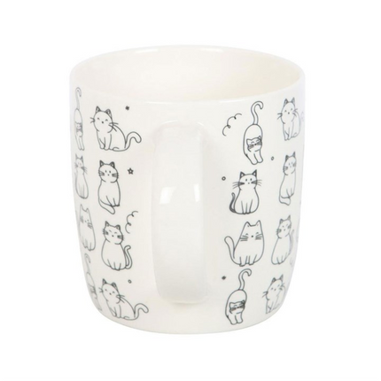 White Happy Cat Print Mug