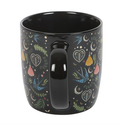 Black Midnight Bloom Print Mug