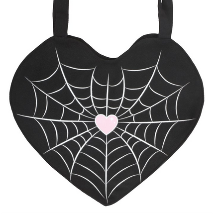 Spiderweb Heart Satin Tote Bag