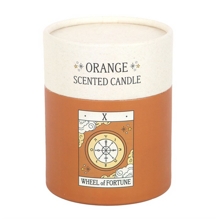 The Wheel of Fortune Vintage Tarot Orange Candle