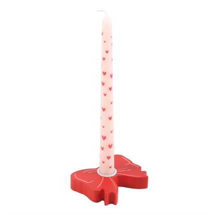 Red Bow Taper Candle Holder