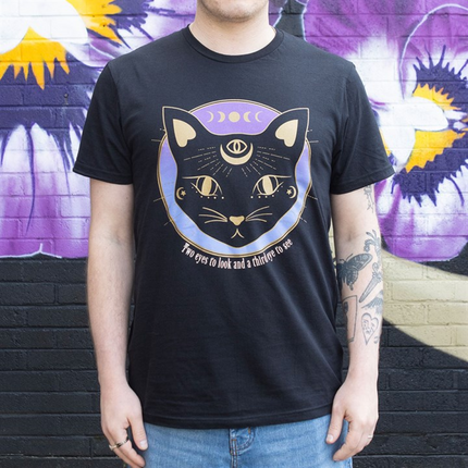 Mystic Mog Black Cat Unisex T-shirt Size XL