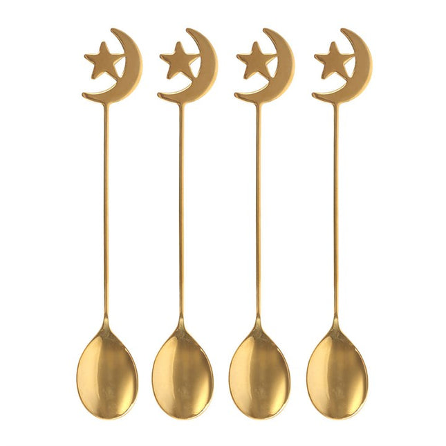 Set of 4 Star and Moon Teaspoons