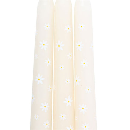 Set of 3 Carrot Patch Daisy Taper Candles