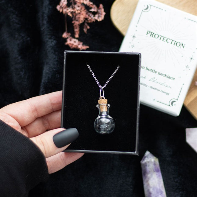 *Protection Potion Black Obsidian Crystal Chip Necklace (12/24)
