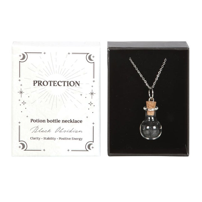 *Protection Potion Black Obsidian Crystal Chip Necklace (12/24)