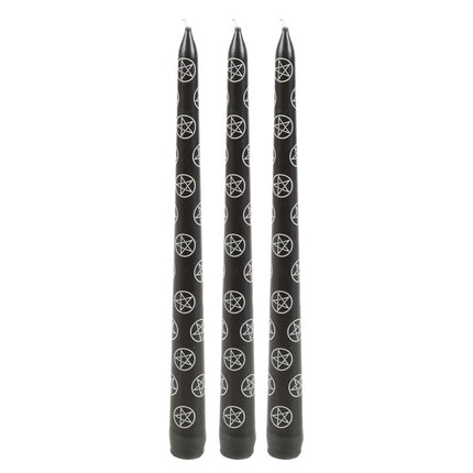 Set of 3 Black Magic Pentagram Taper Candles