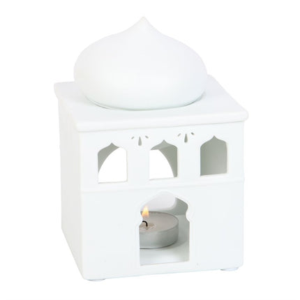 *Off White Gloss Mosque Ceramic Oil Burner (12/48)