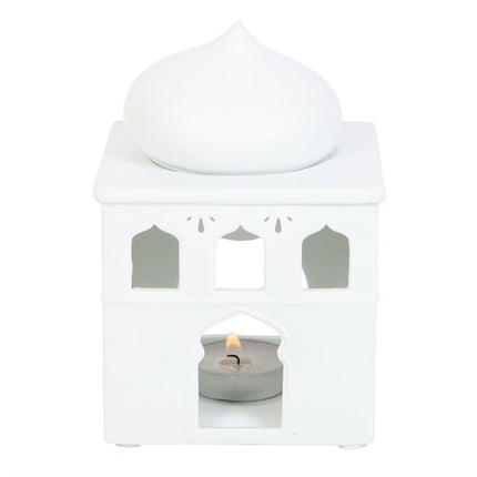 *Off White Gloss Mosque Ceramic Oil Burner (12/48)