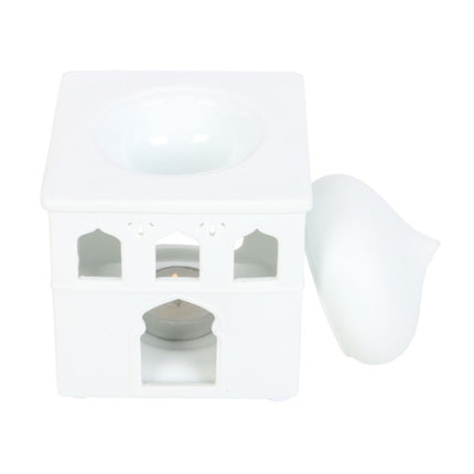 *Off White Gloss Mosque Ceramic Oil Burner (12/48)