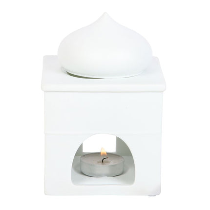 *Off White Gloss Mosque Ceramic Oil Burner (12/48)