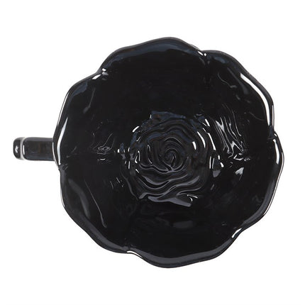 Black Rose Teacup and Saucer