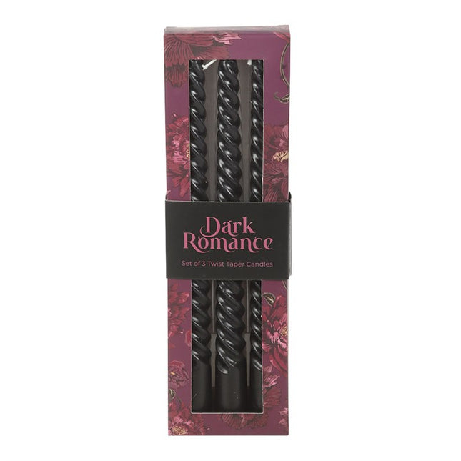 Set of 3 Dark Romance Twist Taper Candles