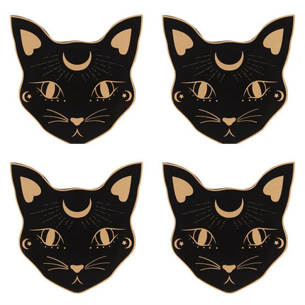 Mystic Mog Cat Face Coaster Set