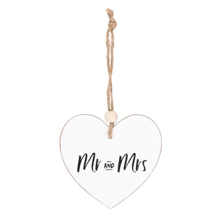 Mr and Mrs Hanging Heart Sentiment Sign