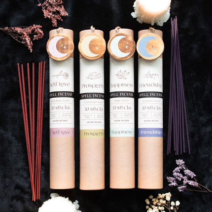 Set of 12 Herbal Magick Spell Incense Sticks with Display