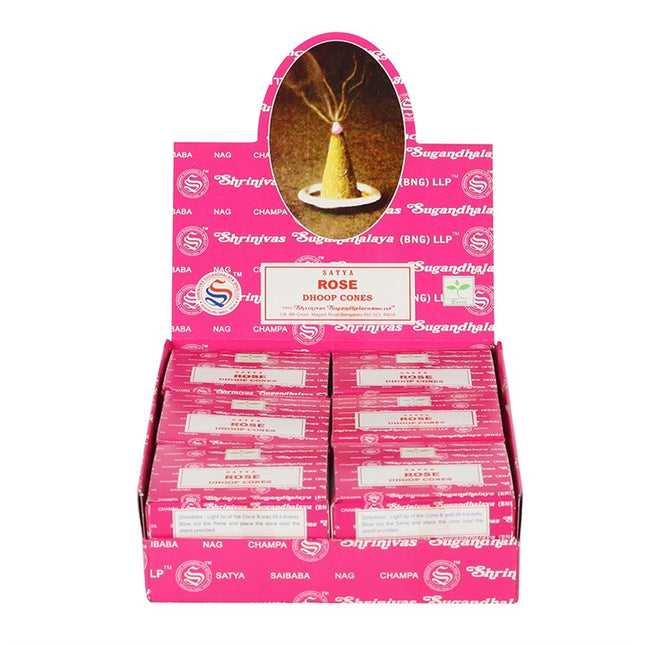 Set of 12 Rose Dhoop Incense Cones by Satya (6/30)