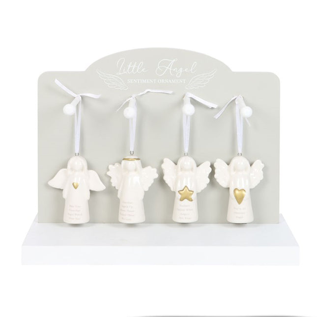 Set of 24 Angel Sentiment Ornaments on Display