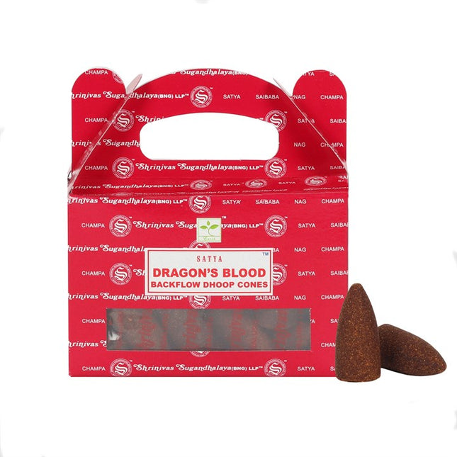 Set of 6 Dragon's Blood Backflow Dhoop Cones by Satya (6/30)