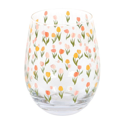 Tulip Print Stemless Glass