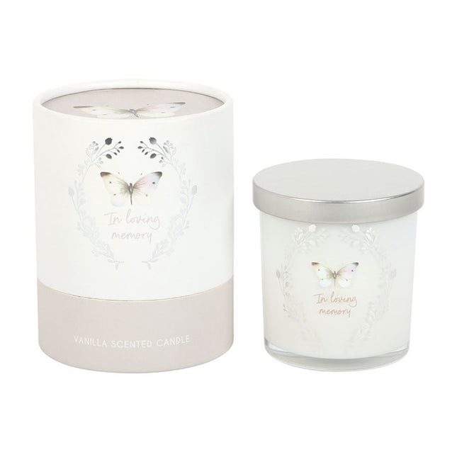 In Loving Memory White Butterfly Vanilla Candle