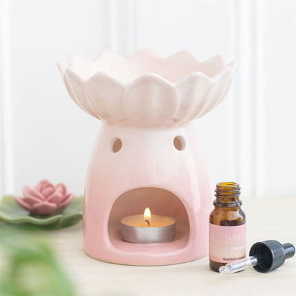 *Pink Water Lily Ceramic Oil Burner and Wax Warmer (12/24)