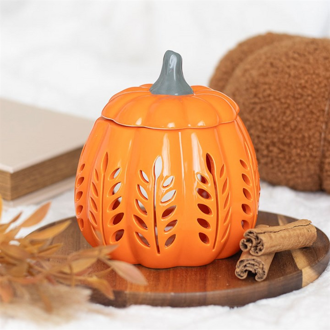 *Orange Autumn Days Cut Out Pumpkin Ceramic Oil Burner and Wax Warmer (9/18)