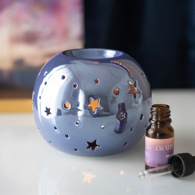 *Purple Iridescent Star Ceramic Oil Burner and Wax Warmer (12/24)