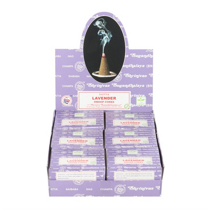 Set of 12 Lavender Dhoop Incense Cones by Satya (6/30)