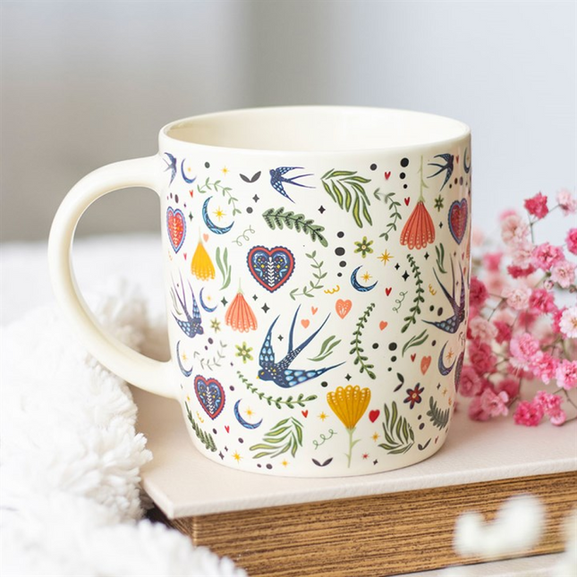 Cream Midnight Bloom Print Mug