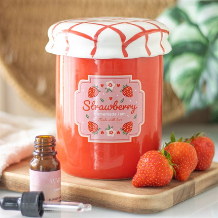 *Strawberry Jam Jar Ceramic Oil Burner and Wax Warmer (12/24)